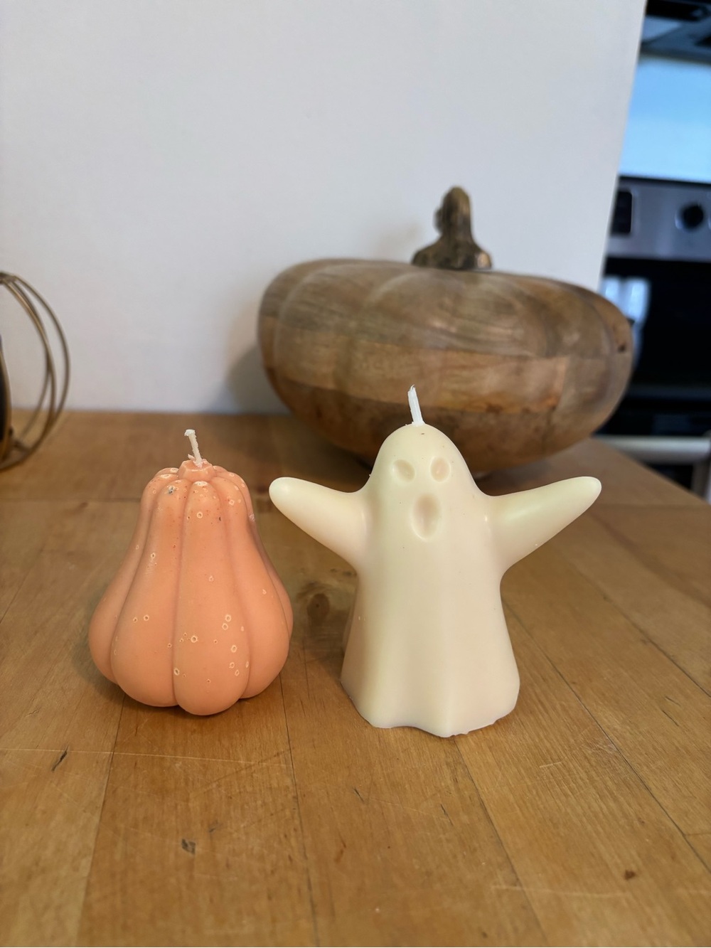 Peach Pumpkin & Cream Ghost Decorative Candle Set